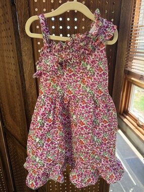 Janie and Jack White Dress with Pink Floral Trim